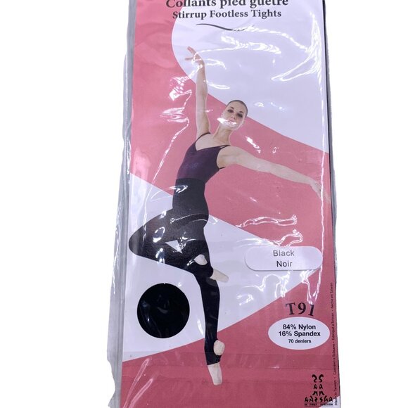 New Sansha Stirrup Black Child’s M/L Tights Pack of 3, T91 Dance Jazz Lyrical - Picture 4 of 10